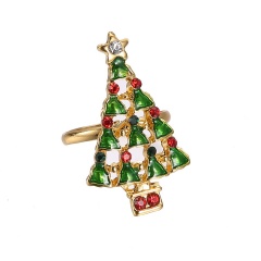 Fashion Gold Festival Christmas Rings Small Adjustable Cute Rings Alloy Jewelry Christmas Tree
