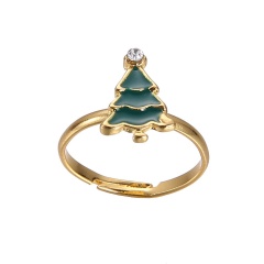 Fashion Gold Festival Christmas Rings Small Adjustable Cute Rings Alloy Jewelry Small Tree