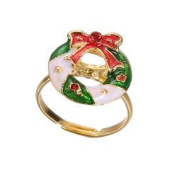 Fashion Gold Festival Christmas Rings Small Adjustable Cute Rings Alloy Jewelry Garland
