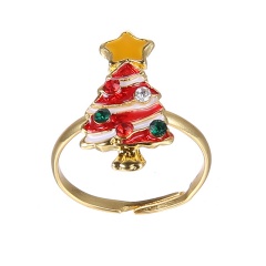 Fashion Gold Festival Christmas Rings Small Adjustable Cute Rings Alloy Jewelry Star Tree