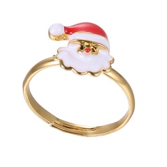 Fashion Gold Festival Christmas Rings Small Adjustable Cute Rings Alloy Jewelry White Santa