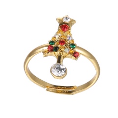 Fashion Gold Festival Christmas Rings Small Adjustable Cute Rings Alloy Jewelry Small Tree