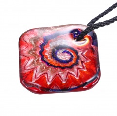 New Women Square Lampwork Murano Glass Pendant Necklace Chain Charm Jewelry Gift Red