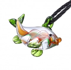 Fashion Murano Glass Fish Pendant Necklace Women Jewelry Holiday Gift Green