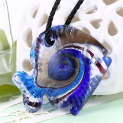 Fashion Murano Glass Fish Pendant Necklace Women Jewelry Gift Blue