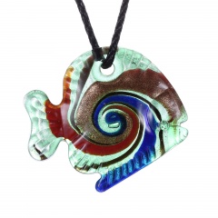 Fashion Murano Glass Fish Pendant Necklace Women Jewelry Gift Green