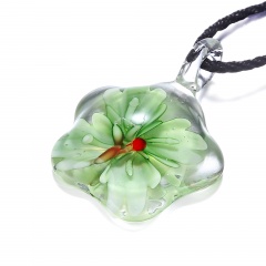 Fashion Murano Glass Flower Pendant Necklace Women Jewelry Gift Green