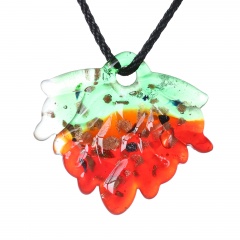 Fashion Women Lampwork Murano Leaf Glass Flower Necklace Pendant Jewelry Hot Red Leaf