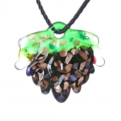Fashion Women Lampwork Murano Leaf Glass Flower Necklace Pendant Jewelry Hot Black Leaf
