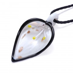 Fashion Lampwork Murano Glass Leaf Drop Flower Pendant Necklace Jewelry Hot Black