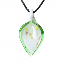 Fashion Lampwork Murano Glass Leaf Drop Flower Pendant Necklace Jewelry Hot Green