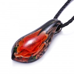 Fashion Waterdrop Shape Lampwork Murano Glass Flower Necklace Pendant Starfish Jewelry Women Gift Orange