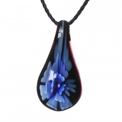 Fashion Waterdrop Shape Lampwork Murano Glass Flower Necklace Pendant Starfish Jewelry Women Gift Blue