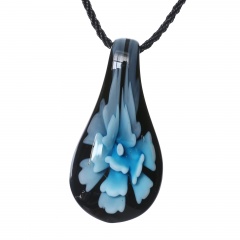 Fashion Waterdrop Shape Lampwork Murano Glass Flower Necklace Pendant Starfish Jewelry Women Gift Sky Blue