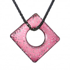 Fashion Lampwork Murano Glass Square Flower Necklace Pendant Jewelry Hot Purple