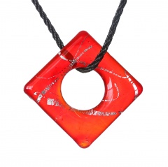 Fashion Lampwork Murano Glass Square Flower Necklace Pendant Jewelry Hot Red