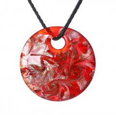 Fashion Lampwork Murano Glass Circle Square Rectangle Geometric Necklace Pendant Starfish Jewelry Hot Circle Red