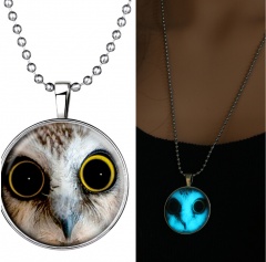 Halloween Steampunk Glow in the Dark Glowing Pendant Necklace Stainless Steel Chain Gift Cat