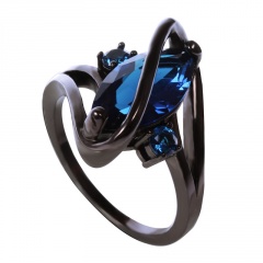 fashoin black blue stone statement rings for women 18mm