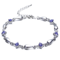 Fashion Silver Alloy with Crystal Bracelet Women's Jewelry Wholesale Purple
