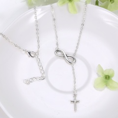 Silver Chain Choker Chunky Statement Bib Necklace Charm Pendant Women Jewelry Tassel Cross