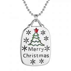 Fashion Silver Plated Merry Christmas Style Pendant Necklace Alloy Necklace Jewelry Christmas