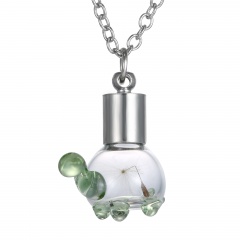 Retro Luminous Glow In The Dark Timer Hourglass Sand Bottle Necklace Pendant Hot Turtle