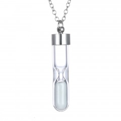 Retro Luminous Glow In The Dark Timer Hourglass Sand Bottle Necklace Pendant Hot Hourglass