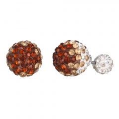 Fashion Ball With Stone Earring Fine Stud Earrings Clay Rhinestone Earring Jewelry Brown