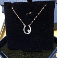 Women's Girl Bridal Horse Shoe Pendant Necklace Elements Crystal Fashion Jewelry Silver
