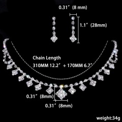 Rhinestone Wedding Jewelry Set Necklace and Earring Wholesale 1402-6025