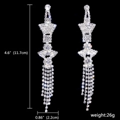 Silver Wings Dangle Fashion Rhinestone Earrings Jewelry Wholesale 181-6124