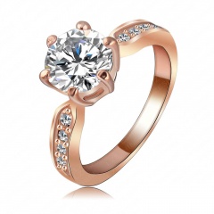 Fashion 18K Rose Gold Zircon Rhinestone Woman Ring Wedding Jewelry #7-style1
