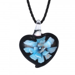 Chic  Women Glass Heart Waterdrop Pendant Necklace Murano Lampwork Jewelry Party Gift Heart Blue