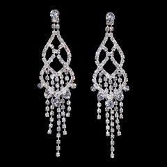 Wedding Rhinestone Silver Earrings Jewelry Wholesale Dangle