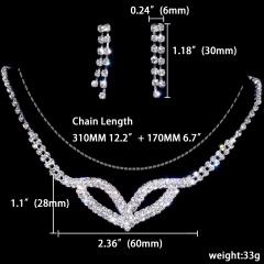 Wedding Rhinestone Silver Necklace Earring Jewelry Set 1402-6234