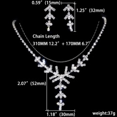 Wedding Rhinestone Silver Necklace Earring Jewelry Set 1402-6235