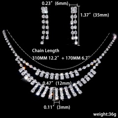 Rhinestone Silver Necklace Earring Set Jewelry Wholesale 1402-6241