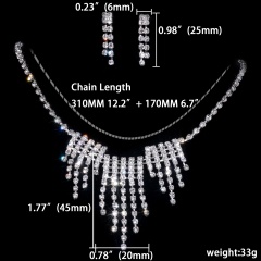 Rhinestone Silver Necklace Earring Set Jewelry Wholesale 1402-6245