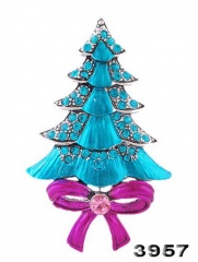 Rinhoo Blue Christmas Tree Alloy Rhinestones Brooch Pins Collar Clip Accessories Jewelry Brooches New Year Gifts for Women Christmas tree