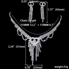 Fashion Silver Jewelry Set Rhinestone Necklace Earring Set Wholesale 1402-6308