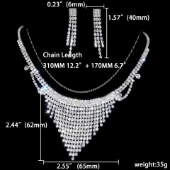 Fashion Silver Jewelry Set Rhinestone Necklace Earring Set Wholesale 1402-6315