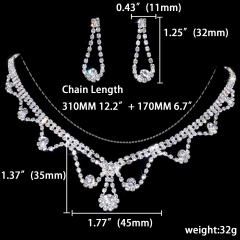 Rhinestone Wedding Necklace Earring Jewelry Set 1402-6325