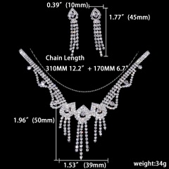 Rhinestone Wedding Necklace Earring Jewelry Set 1402-6327