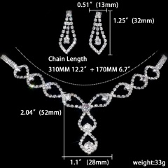 Rhinestone Wedding Necklace Earring Jewelry Set 1402-6338