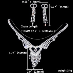 Rhinestone Wedding Necklace Earring Jewelry Set 1402-6341