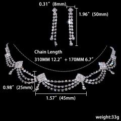 Rhinestone Wedding Necklace Earring Jewelry Set 1402-6357