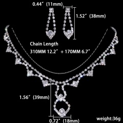 Rhinestone Wedding Necklace Earring Jewelry Set 1402-6366
