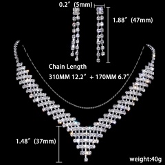 Elegant Rhinestone Necklace Earring Jewelry Set Wholesale 1402-6429