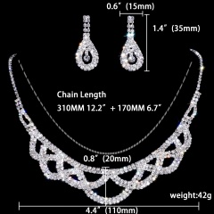 Elegant Rhinestone Necklace Earring Jewelry Set Wholesale 1402-6432